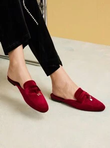 MOTF PREMIUM CLARET ROUND TOE COMFORTABLE MINIMALIST FLAT SHOES FOR WOMEN NEW YEAR HOLIDAY, SPRING SHOES, SPRING BREAK EASTER - Red - View 5