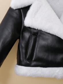 SHEIN Leuk en warm babymeisjesjack met fleecekraag, herfst/winter