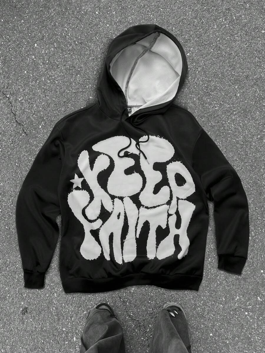 PAVTROS 男士连帽运动衫，休闲时尚，适合日常穿着 - 黑色 - 查看 1