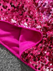 SHEIN Falda midi elegante con degradado de lentejuelas para niña, apta para ocasiones de fiesta - Rosa - Ver 6