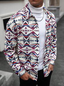 Manfinity Homme Men's Casual Geometric Printed Jacket, Autumn - Multicolor - View 5