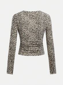 SHEIN Girlism 少女 1 送 2 3 件/套，针织纯色针织豹纹，休闲，圆领褶皱长袖 T 恤 3 件/套 - 彩色 - 查看 6