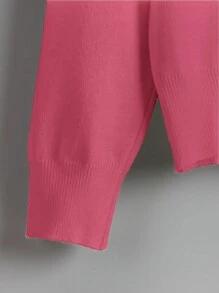 SHEIN LUNE Women's Casual Loose Solid Color Single Breasted Cardigan, Long Sleeve, Autumn/Winter - Hot Pink - View 7