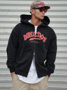 DAZY Men's Zip-Up Hoodie Sweatshirt With Pockets, Casual & Minimalist Design For Everyday Wear,Fall Clothes - Black - View 4