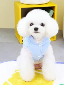 PETSIN Giacca imbottita per animali domestici con guinzaglio attaccato, in colori rosa e blu, morbida e calda - Blu - Visualizzare 5