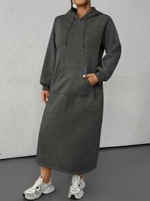 SHEIN EZwear 1pc Plus Size Plain Pullover Hoodie, Casual & Minimalist Style For Everyday Wear