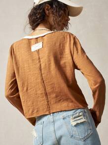 Bohemela 休闲针织圆领五角星图案长袖修身女式 T 恤