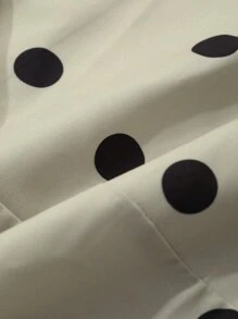 DAZY 女式波尔卡圆点长袖衬衫裙，法式复古简约优雅收腰修身长裙，秋季连衣裙 - 綠色 - 查看 3