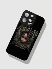 ROMWE Grunge Punk 1pc Child Pattern TPU Frosted Anti-Fall Phone Case Compatible With Apple IPhone
