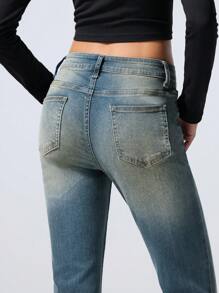 LYSMO Women's Front Button Pocket Casual Jeans, Everyday Wear - Blue - View 6