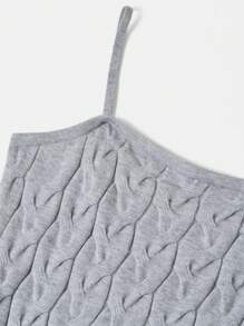 SHEIN Explorewe 纹理针织极简主义北欧风格修身毛衣裙和开衫套装，适合少女，适合户外和校园穿着 - 灰色 - 查看 5