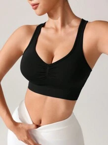 SHEIN Sport Studio Damen einfarbige ärmellose Lässig Bluse mit Cut-outs, Alltagsmode