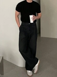 DAZY Men's Basic Black Knitted Pullover - Black - View 9