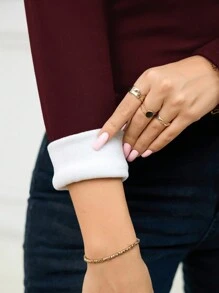 SHEIN Clasi 大码女式长袖保暖内衬保暖 T 恤，秋冬款 - 酒紅色 - 查看 4