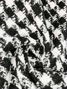 SHEIN Clasi 大码女式千鸟格撞色西装外套 - 黑與白 - 查看 6