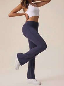 SHEIN Sports Women Solid Color Pleated Hollow Out Minimalist Casual Long Pants