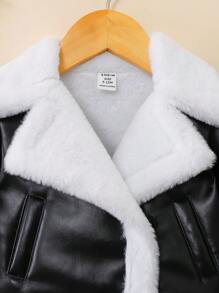 SHEIN Leuk en warm babymeisjesjack met fleecekraag, herfst/winter