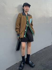 FRIFUL Women's Solid Color Front Button Minimalist A-Line Skirt, Casual Everyday Wear,Pencil Skirt