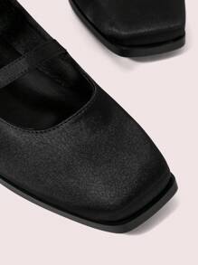 CUCCOO DOLLMOD Women's Square Toe Chunky Heel Hollow Strap Mary Jane High Heel Pumps, Black - Black - View 7