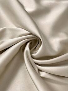 SHEIN Frenchy 法式休闲简约缎面杏色基本款前开大码衬衫，适合办公室、通勤和日常穿着 - 杏色 - 查看 7