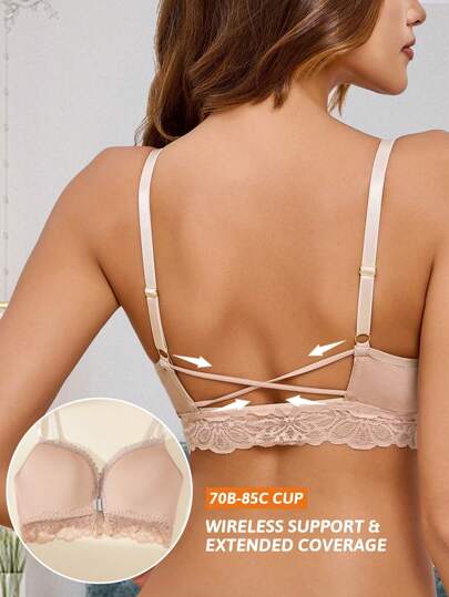 1pc Front-Closure Wireless Bra For Women