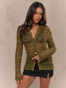 MISSGUIDED 钩针编织纽扣衬衫 冬季服装