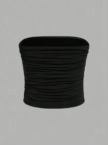 SHEIN Girlism 3 件套 Tween 女童简约舒适褶皱无肩带防滑抹胸文胸套装 - 彩色 - 查看 11