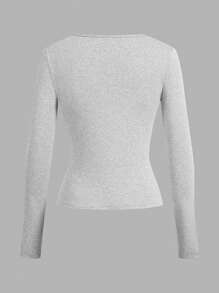 SHEIN Essnce 4pcs Square Neck Tee - Multicolor - View 4