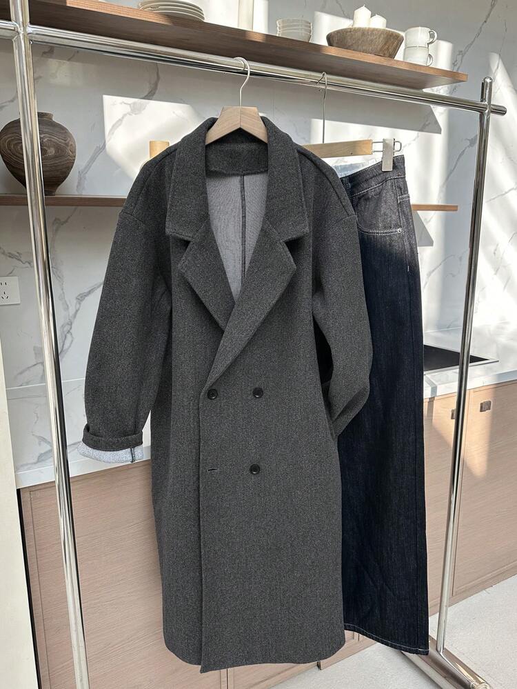 Loose Solid Color Mid-Length Women's Overcoat Women Jacket,Fall Women Clothes