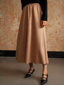 MOTF PREMIUM ELASTIC WAIST SKIRT - Khaki - View 9