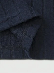 Manfinity Homme Men's Plain Front Button Ribbed Short Sleeve Casual Top, Daily Wear