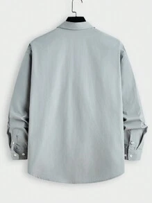 Manfinity VCAY 1 pieza Camisa casual de manga larga con hombros caídos y tejido holgado para hombre, adecuado para uso diario