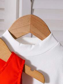 女婴红色背心，配长袖上衣和西裤 - 紅色 - 查看 5