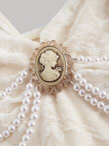 SHEIN MOD Women Burgundy Vintage Elegant Ruched Fitted Party Dress,Holiday Dress,Thanksgiving Dress, Velvet Dress,New Years Outfit,Christmas Dress - Khaki - View 4