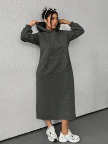 SHEIN EZwear 1pc Plus Size Plain Pullover Hoodie, Casual & Minimalist Style For Everyday Wear