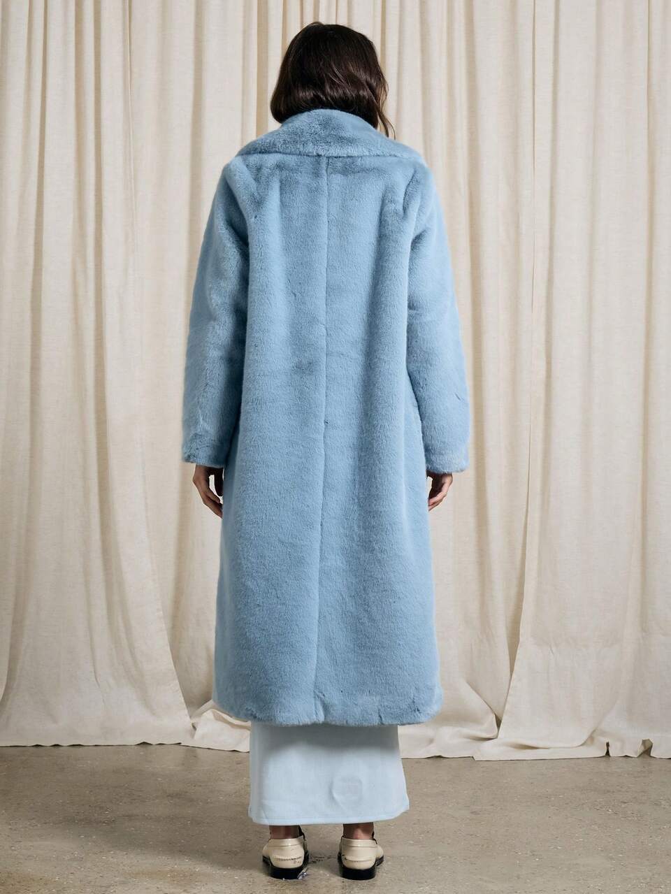 AiiRZ Faux Fur Maxi Coat With Statement Collar