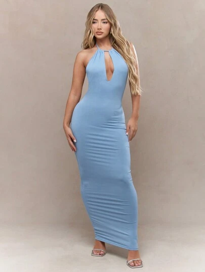 MISSGUIDED Cut-Out Halter Neck Backless Bodycon Maxi DressMISSGUIDED