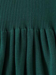 Tween Girls Fashion Autumn/Winter Heavy Manual Knitted Long Sleeve Dress, 2 In 1 Set With White Shirt Collar And Black V-Neck Pleated, Black & White Classic Elegant Style, Suitable For Various Occasions Like Home, School, Outing - Green - View 5