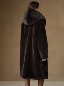 Anewsta New Autumn/Winter Fluffy Long Coat For Women, Minimalist Stylish Plush Outerwear