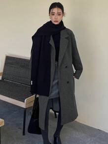 DAZY Cappotto oversize di media lunghezza in tinta unita, giacca da donna, abbigliamento autunnale da donna