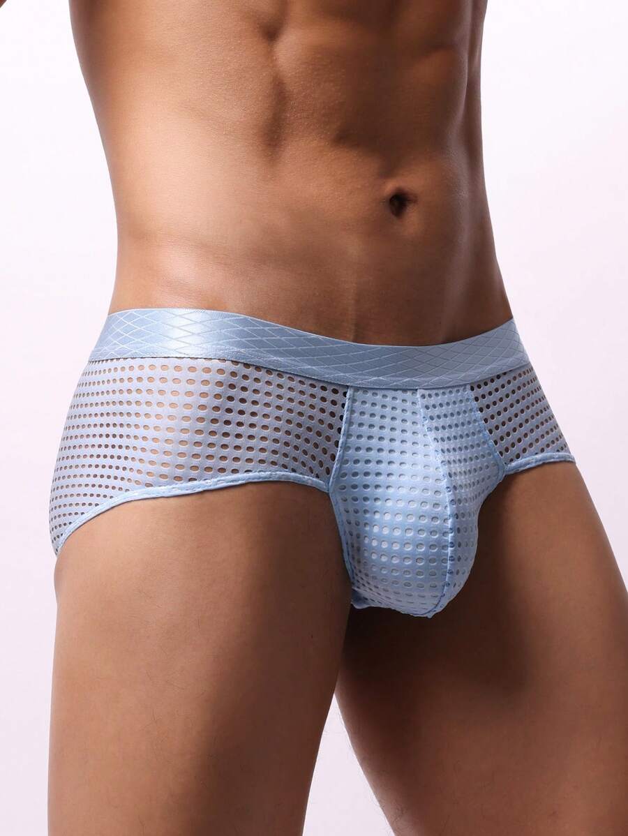 Men's Sheer Mesh Sexy Underwear - Baby Blue - View 1