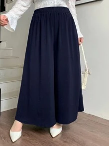 Dazy Plus Pantaloni a gamba ampia tinta unita per taglie forti, adatti per tutte le stagioni, abbigliamento autunnale, pantaloni da insegnante