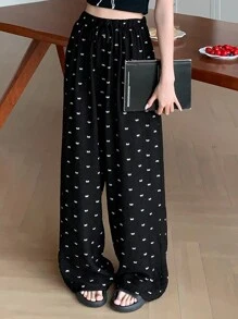 DAZY 宽松蝴蝶结印花睡裤，秋冬款