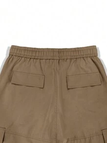 Manfinity Roghcode Men Flap Pocket Side Cargo Pants Loose Stylish - Camel - View 8