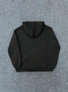 SHEIN Moletom com capuz para meninos adolescentes 1 peça casual esportivo de rua confortável versátil quente super econômico solto casual com capuz logotipo grande padrões geométricos bolso para mouse com fenda média; Renascença; Outono; Adolescente; Aeroporto; Coquetel; Outono/Inverno