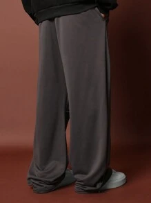 SUMWON Athletic Loungewear Sweatpants Wide Leg Drawstring Fleece Jogger Pants High Waist Comfort Workout Bottoms Fall Winter Casual Relaxed Fit - Dark Grey - View 4