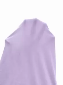 Flirla Vestido corto casual de mujer con diseño de abertura bandeau de un solo color, vestimenta de mujer minivestido