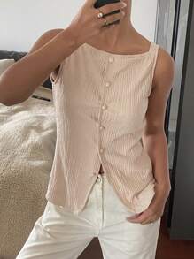 SHEIN Frenchy 女士纯色单排扣休闲百搭吊带背心