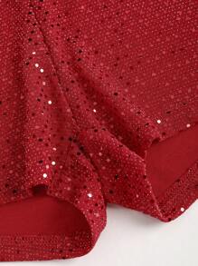 EgrlEra 女士性感闪亮短裤 Y2K 圣诞节节日派对新年服装 - 紅色 - 查看 4