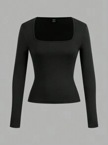 SHEIN Essnce 4pcs Square Neck Tee - Multicolor - View 13